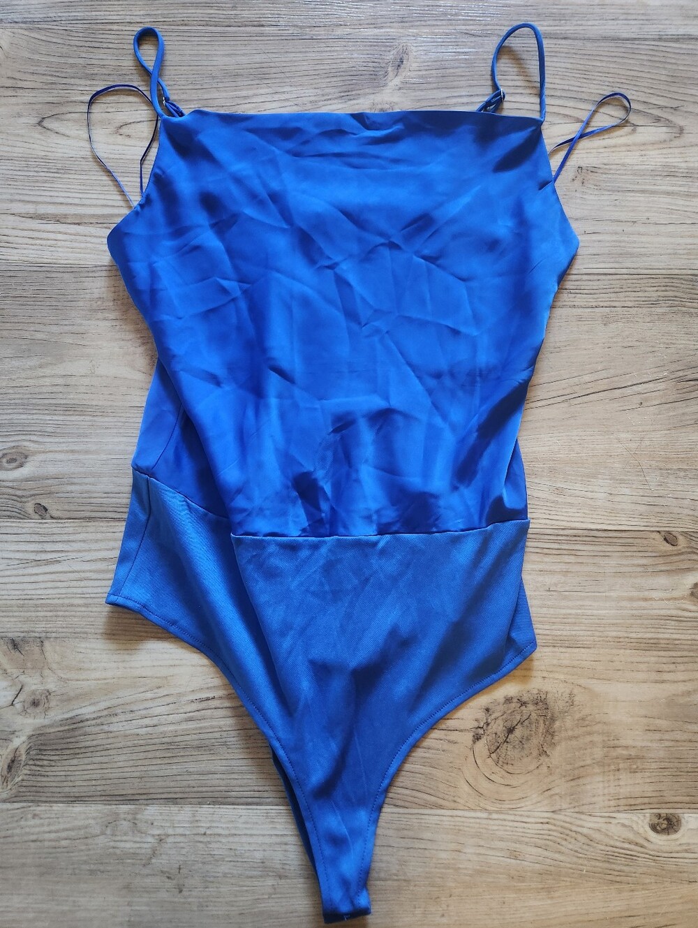NWT Deluc Electric Blue Satin-Style Bodysuit